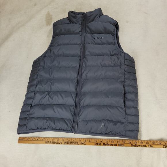 Lands End Puffer Vest Mens Sz Large Gray Goose Down Winter Cold Quilted Snow - Picture 4 of 16